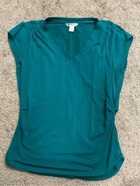 Athleta Teal V-Neck Cap Sleeve Top